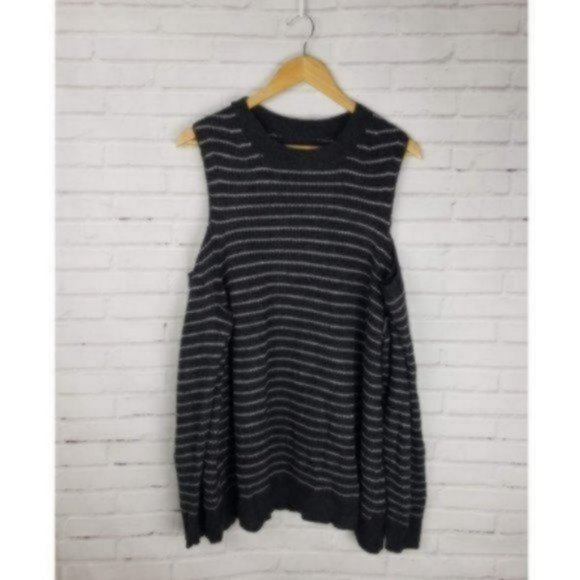 Lucky Brand Cold Shoulder Striped Wool Pullover 3X - Picture 4 of 7
